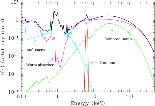 Anna-authored schematic of conceptual AGN X-ray spectral components.